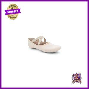 Canvas Ballet Shoes Split Sole Suede Patches Pre Attached Elastic